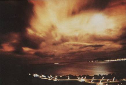 The view of the Starfish Nuclear Detonation in sky, 1300 km away from the explosion point  (July, 1962)